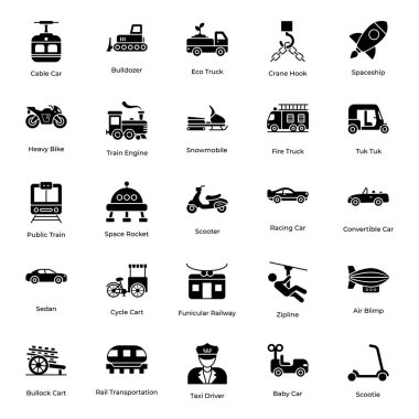 Araçlar Solid Simgeleri Paketi Ayarladı 