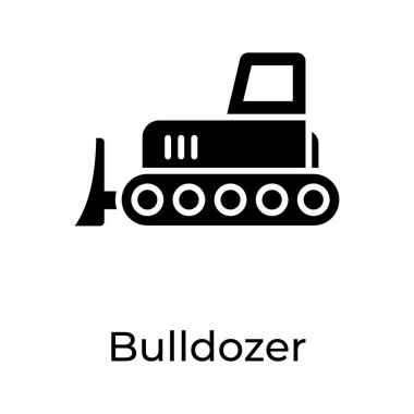 Katı tasarımda buldozer simgesi vektörü