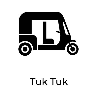 Tuk tuk simgesi katı tasarım, taşıma vektörü 