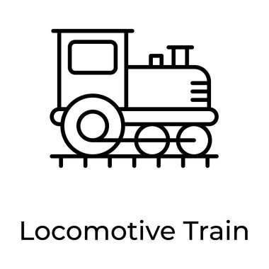 Tren motoru simgesi tasarım çizgisi vektörü, lokomotif treni 