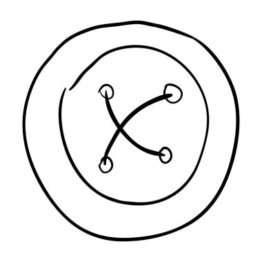 Kumaş aksesuar, elbise düğmesi simgesinin elle çizilmiş tasarımı.