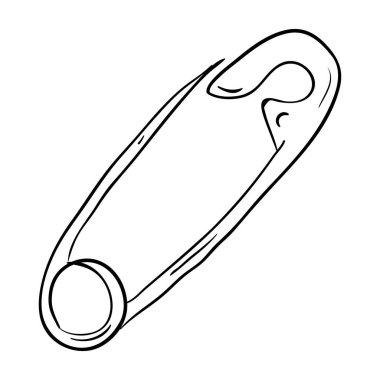 Hand drawn doodle icon of safety pin vector design 