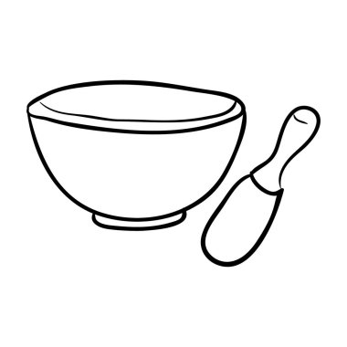 Mortar and pestle vector in hand drawn design