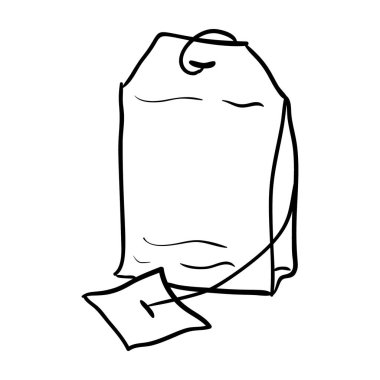 Herbal tea disposable bag, hand drawn icon of tea bag vector design  