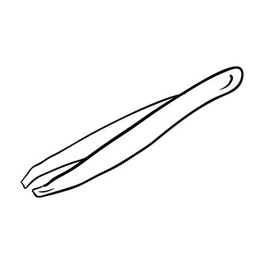 Eyebrows hair plucking tool, hand draw icon of tweezer vector design 