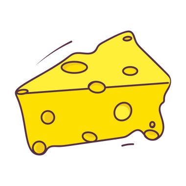 Slice of cheese, dairy product, hand drawn vector.