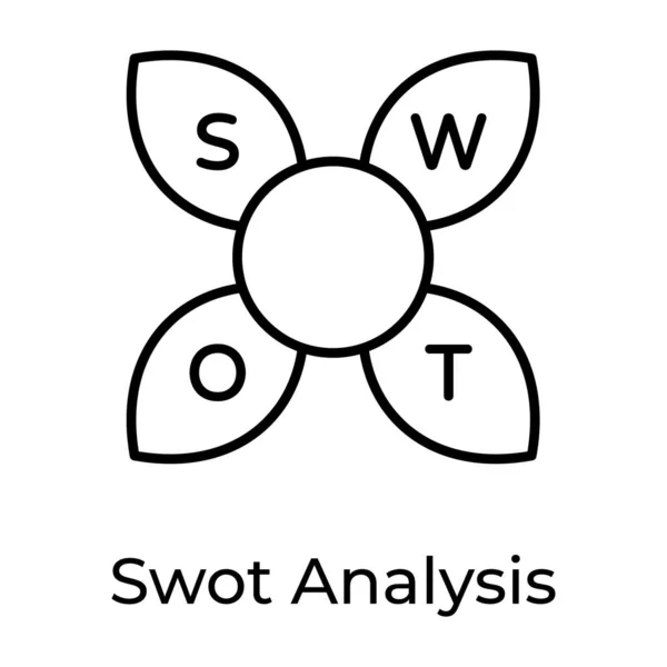 Ícone Análise Swot Linha Estilo Editável — Vetor de Stock