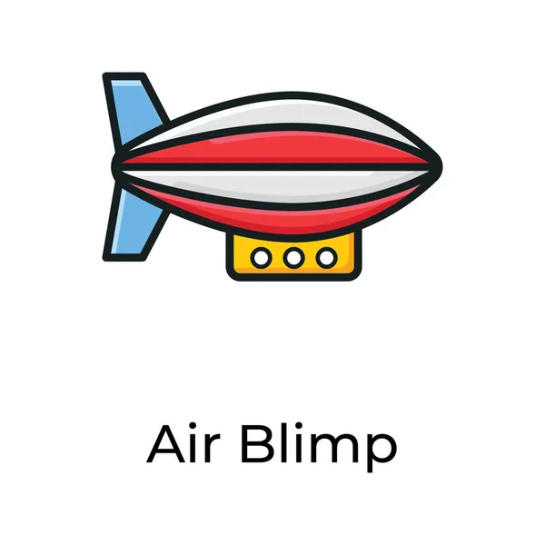 Air Blimp Flat Editable Stoke Conceito Vetor Dirigível — Vetor de Stock