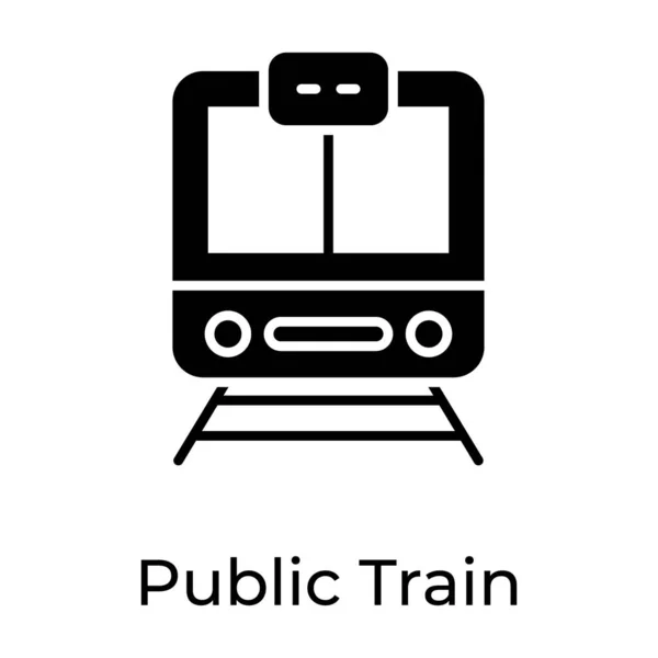 火车轨道图标上的火车 固体可编辑向量 公共火车 — 图库矢量图片
