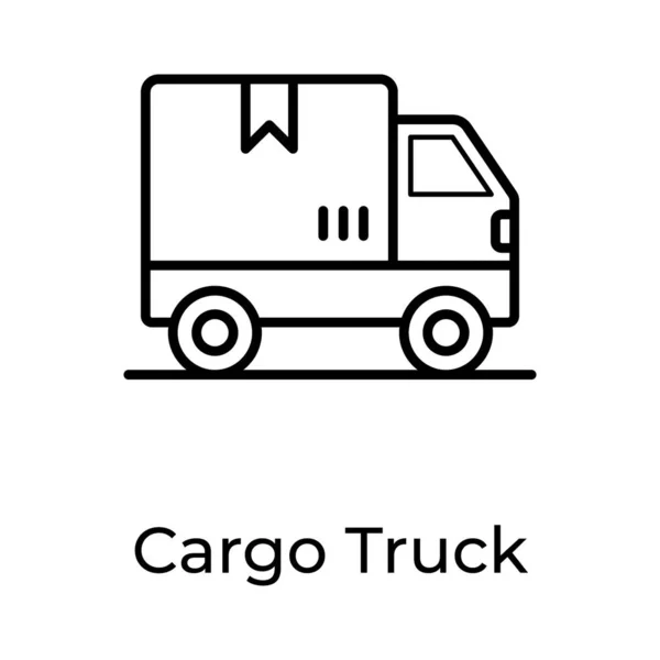 Lastbil Med Paket Godstransport Van Linje Redigerbar Stroke — Stock vektor