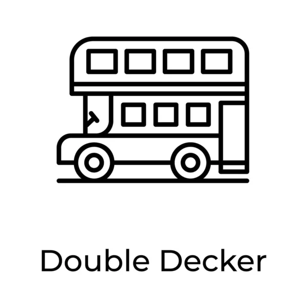 Autobus Który Dwa Piętra Lub Pokłady Dwupiętrowa Ikona Linii — Wektor stockowy