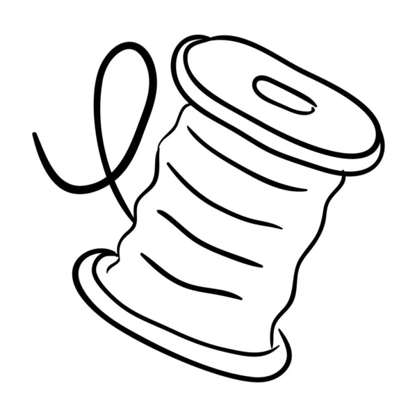 Salon Hair Removing Thread Spool Doodle Icon Plucking Thread Vector — Stok Vektör