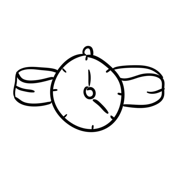 Icono Reloj Pulsera Dibujado Mano Diseño Garabato — Vector de stock