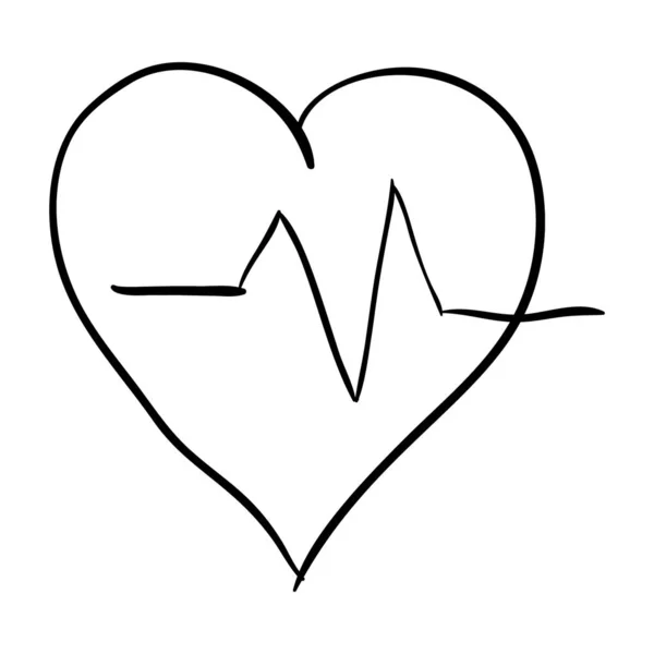 Heart Beat Impulses Lifeline Icon Line Design — Stok Vektör