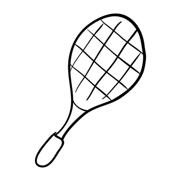 Hand Drawn Design Racket Icon Sports Equipment — Stok Vektör