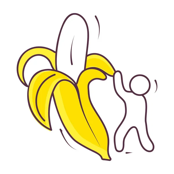 Icona Banana Sbucciata Disegno Vettoriale Del Fumetto Disegnato Mano — Vettoriale Stock