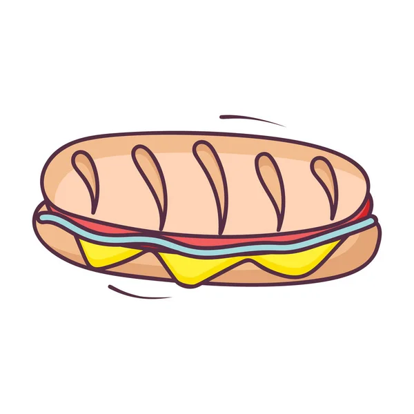 ホットドッグのサンドイッチアイコン 手描きの編集可能なベクトル — ストックベクタ
