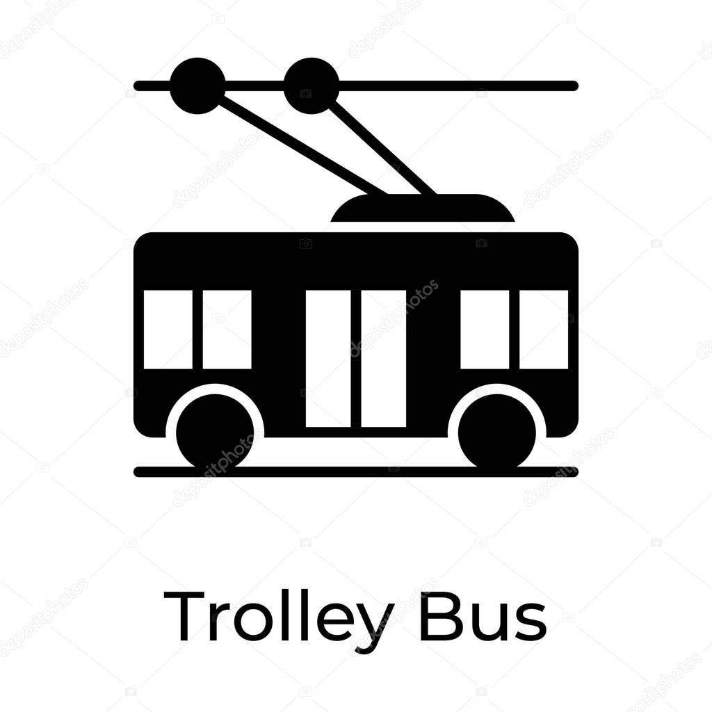 Trolley bus icon in solid style best for transport company 