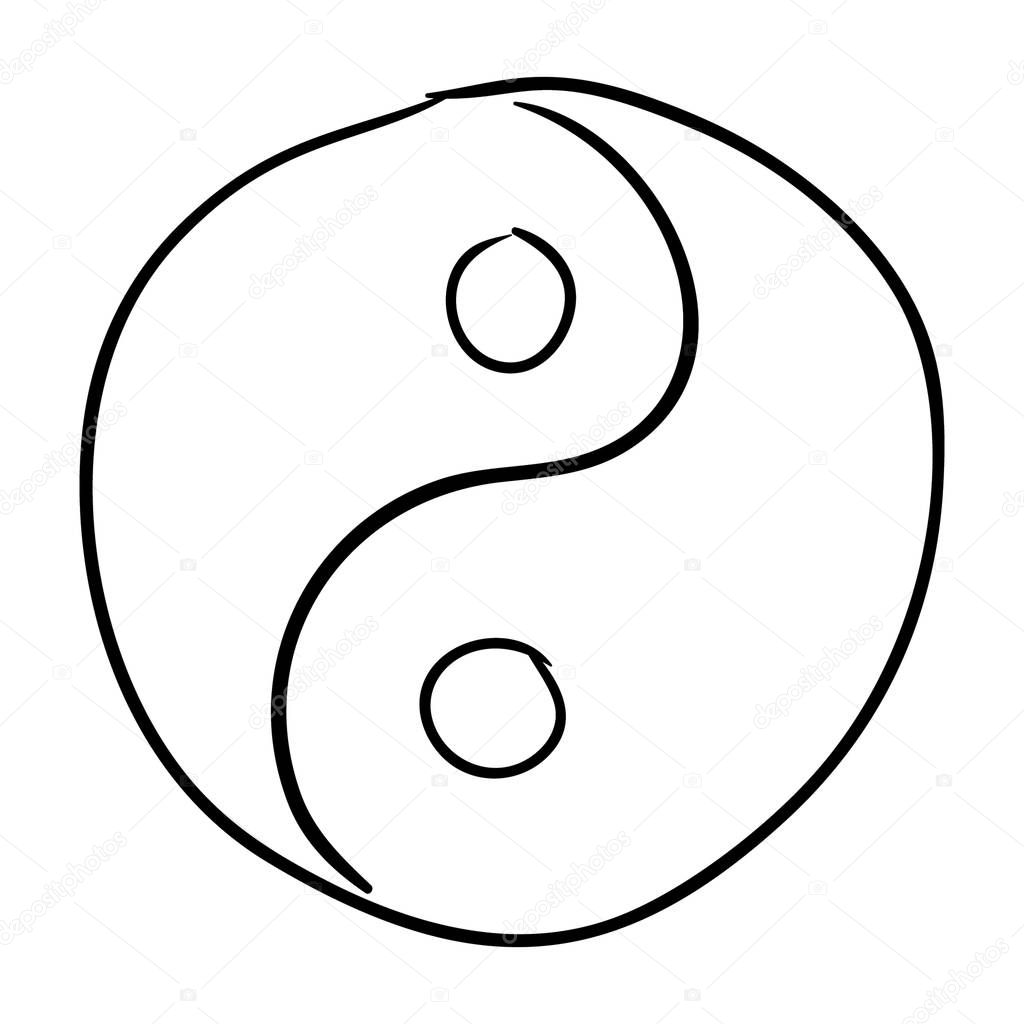Concept of dualism in ancient Chinese philosophy, doodle icon of yin and yung vector design   