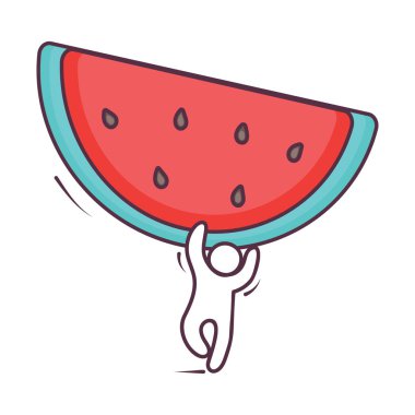 Olgun meyve karpuz dilimi simgesini ifade eden yarım dilim 