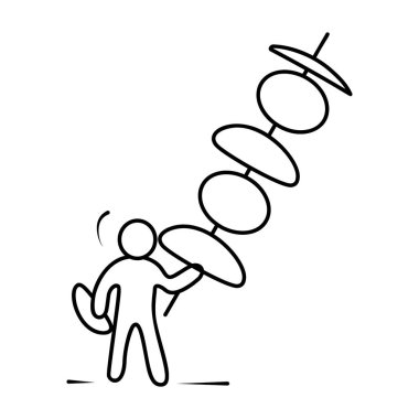 Skewer, barbecue food icon, hand drawn vector design.