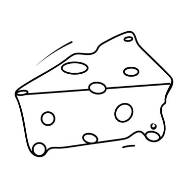 Slice of cheese, dairy product, hand drawn vector.