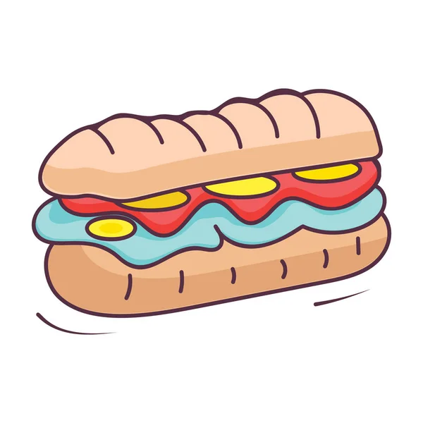 Hot Dog Sandwich Symbol Handgezeichneter Editierbarer Vektor — Stockvektor