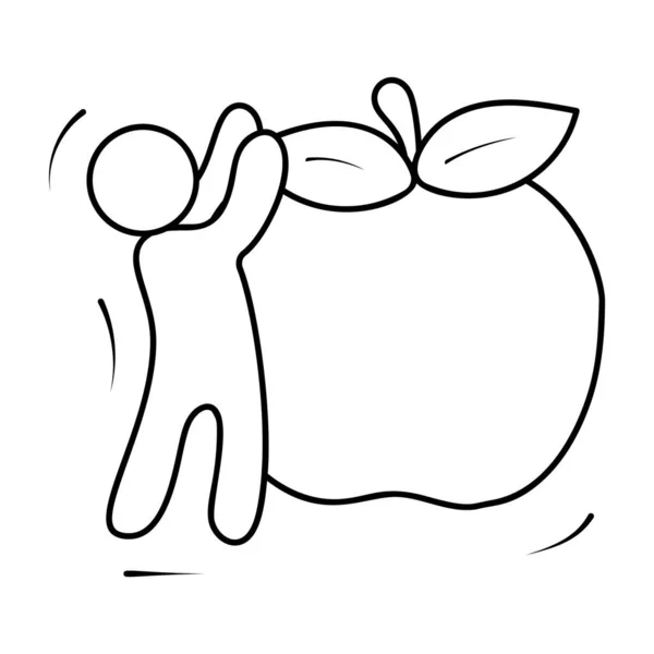 Μήλο Φύλλα Υγιή Διατροφή Εικονίδιο Στο Χέρι Σχέδιο — Διανυσματικό Αρχείο