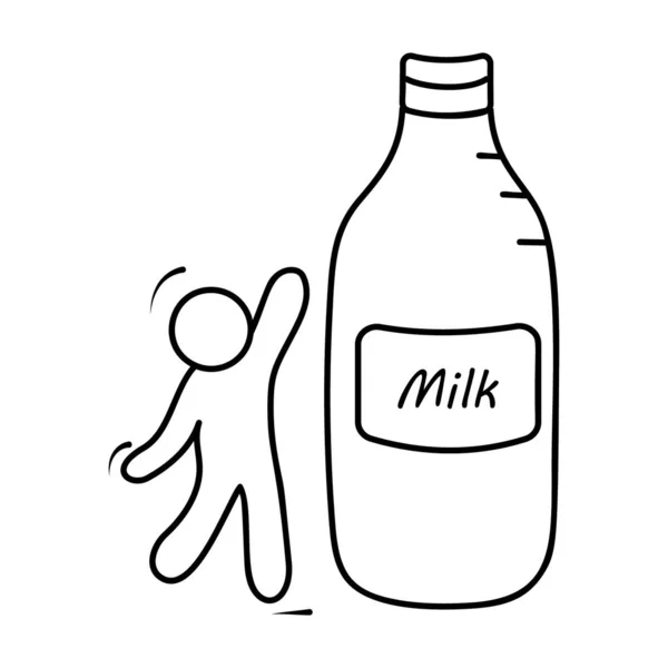 Hand Drawn Vector Design Milk Bottle Icon — Stok Vektör