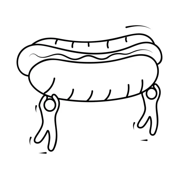 Hot Dog Sandwich Icoon Met Hand Getekend Bewerkbare Vector — Stockvector