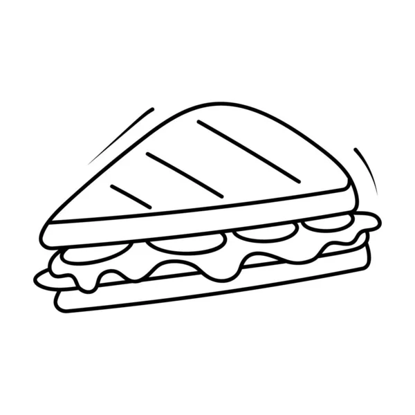 带有番茄酱的俱乐部三明治线形矢量图标 — 图库矢量图片