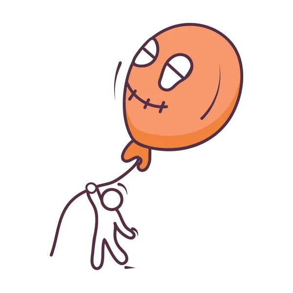 Πρόσωπο Φάντασμα Στο Μπαλόνι Απόκριες Εικονίδιο Μπαλόνι Στο Σχέδιο Σκίτσα — Διανυσματικό Αρχείο