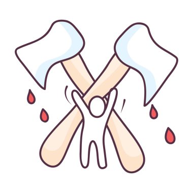 Karalama dizaynında Cadılar Bayramı balta simgesi, düzenlenebilir vektör.