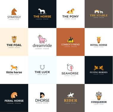 Pack Of Horse Logos Vectors clipart