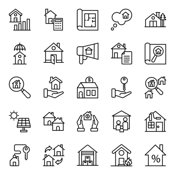 Пакет House Line Icons — стоковый вектор