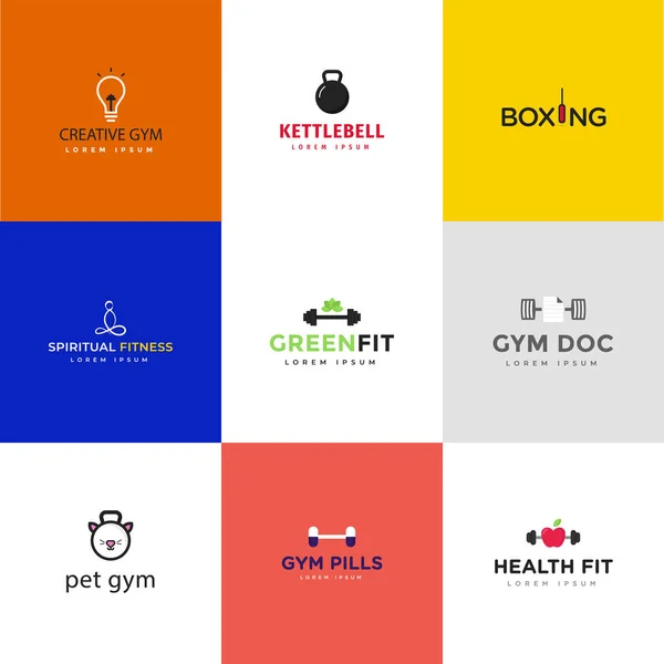 Creative Gym Flat Vectors Pack — Vetor de Stock