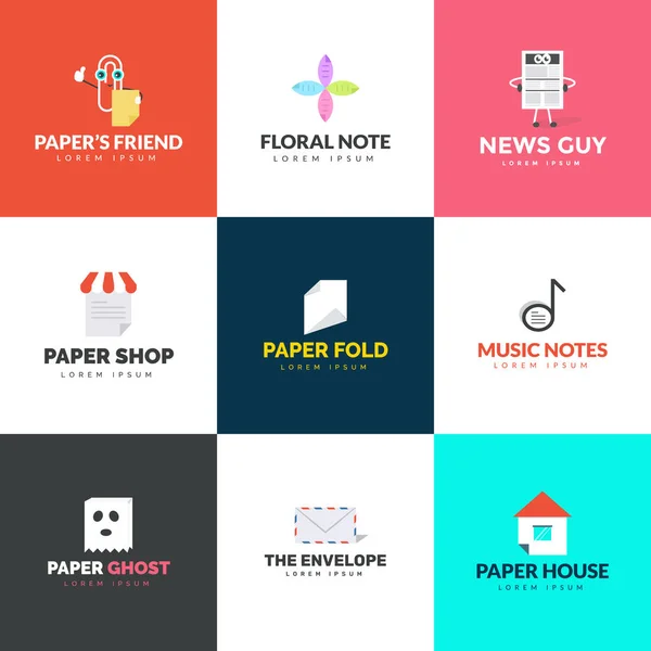 Paper Fold Flat Logo Pack — Stock Vector