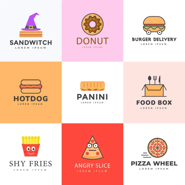 Foodie Плоский Вектори Логотип Пакет — стоковий вектор