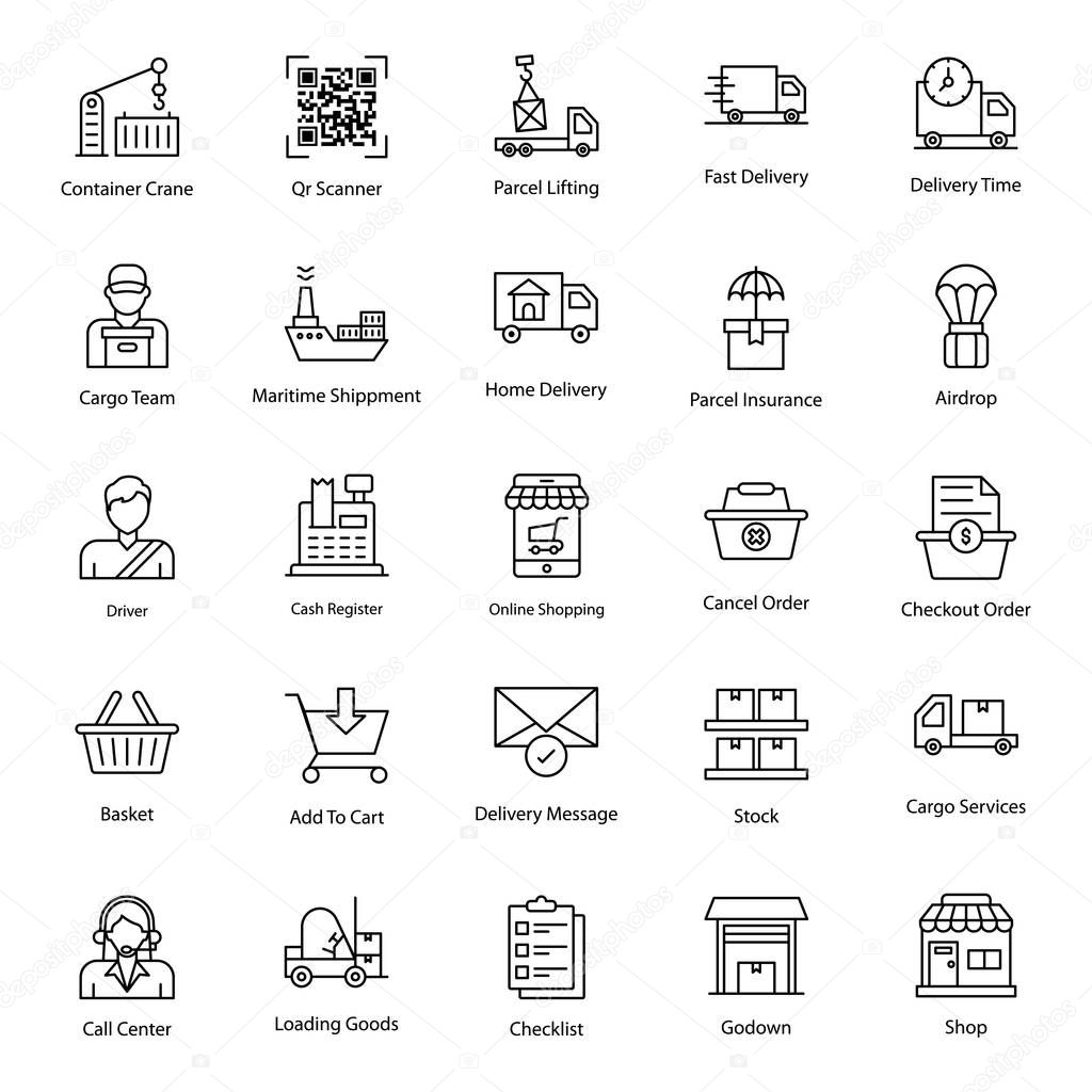 Logistic Services Line Icons Pack 