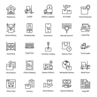 Lojistik ve Teslimat Hattı Simgeleri Paketi 