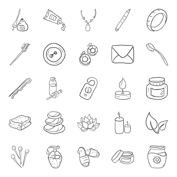 Спа Аксессуары Doodle Icons Pack — стоковый вектор