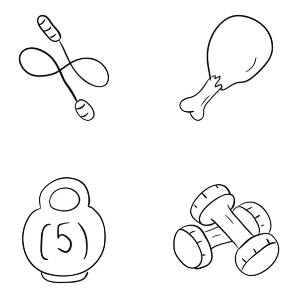 Sprzęt Siłownia Doodle Vectors Pack — Wektor stockowy