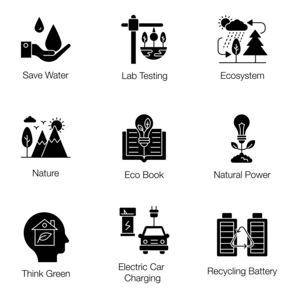 Paquete Vectores Llenos Ecología — Archivo Imágenes Vectoriales