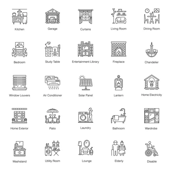 Family Home Line Vectors Pack — 图库矢量图片