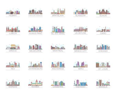 Gökdelen Binaları Düz Vektörler Paketi 