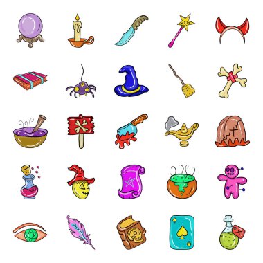 Cadı ve Sihirli Doodle Vektörleri Paketi 