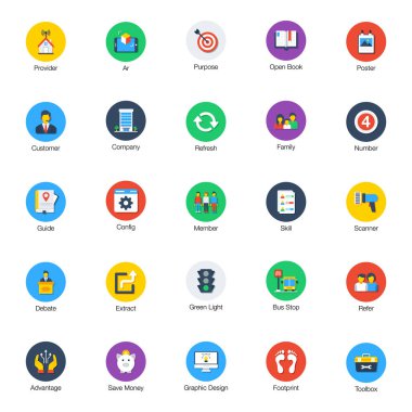 Web ve İş Düz Simgeleri Paketi 