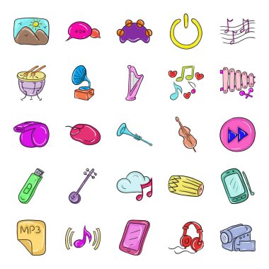 Klasik Müzik Aracı Doodle Simgeleri  