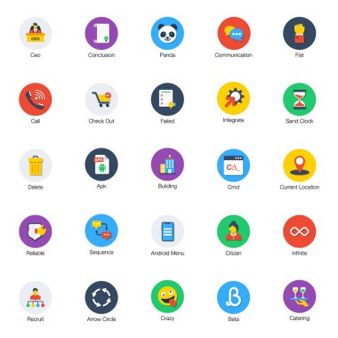 Düz Vektör Tasarımı Koleksiyonu Simgeleri Tasarladı 