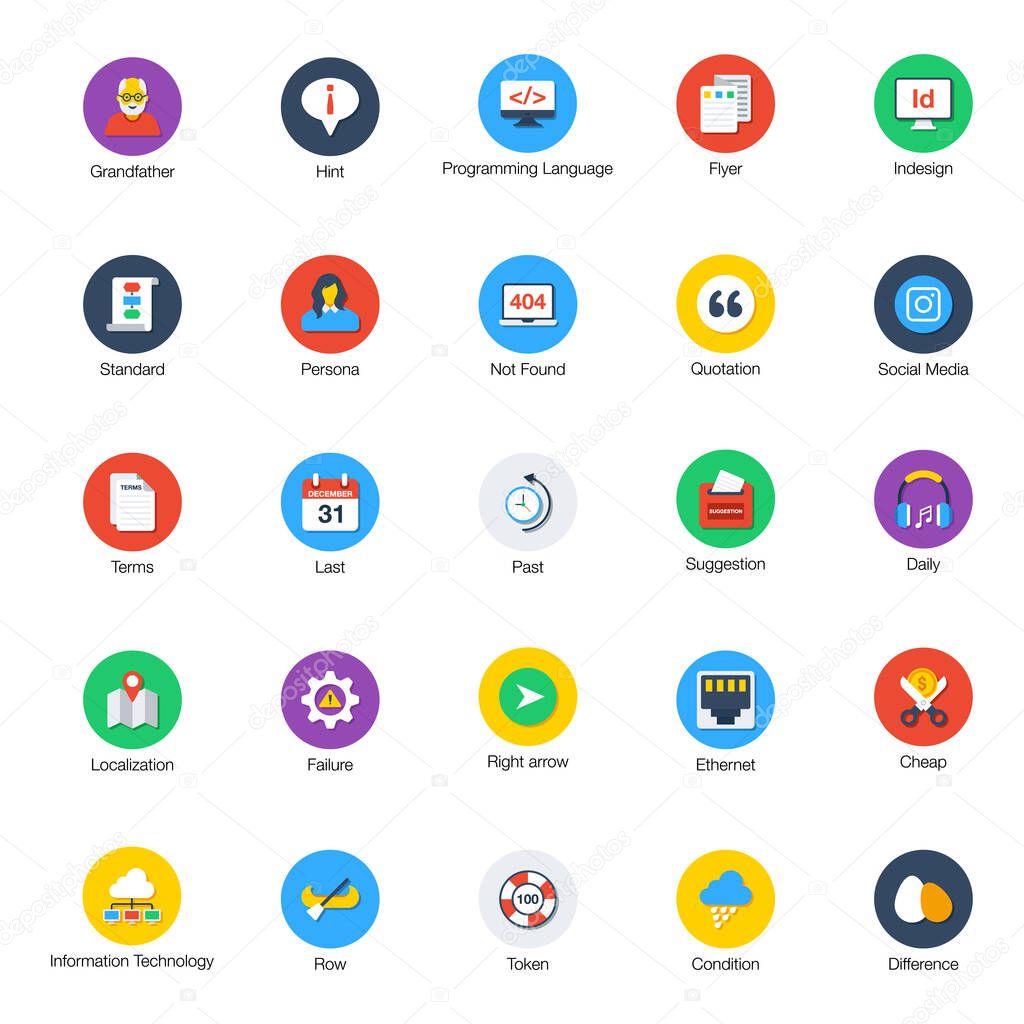 Pack Of Technology Flat Icons